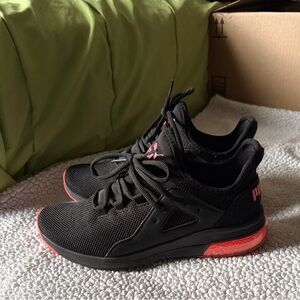 Puma Black Sneakers with Coral Accents